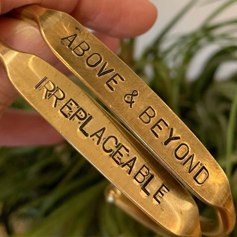 Custom Hand Stamped Brass Cuff Bracelet - 318 Art and Garden