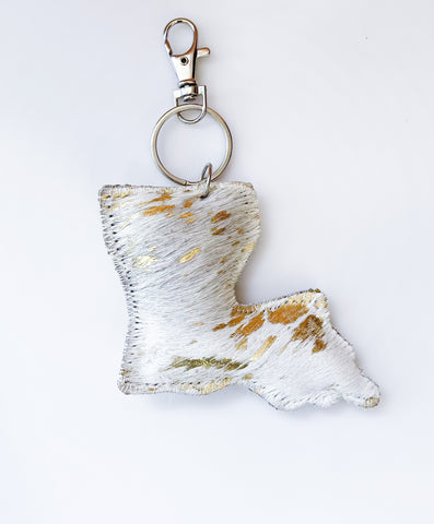 Louisiana Speckled Metallic Leather Keychain