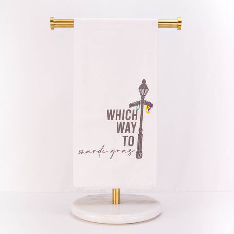 Which Way to Mardi Gras Flour Sack Hand Towel