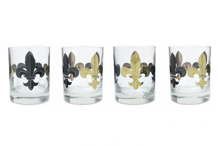 Fleur de Lis Black and Gold Glass - 318 Art and Garden