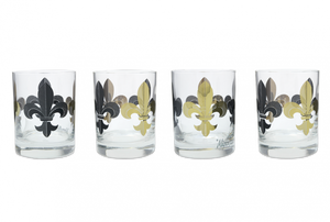 Fleur de Lis Black and Gold Glass - 318 Art and Garden
