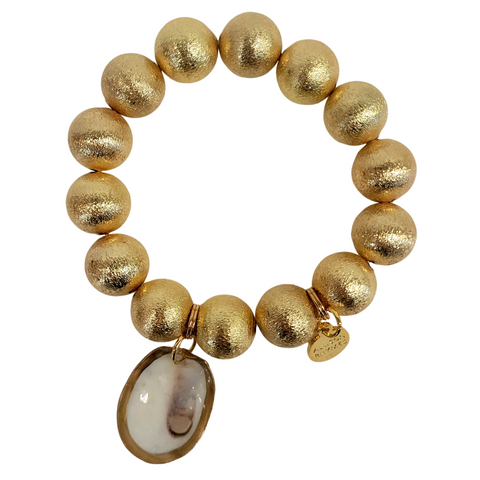 Gold Bead Natural Shell Bracelet