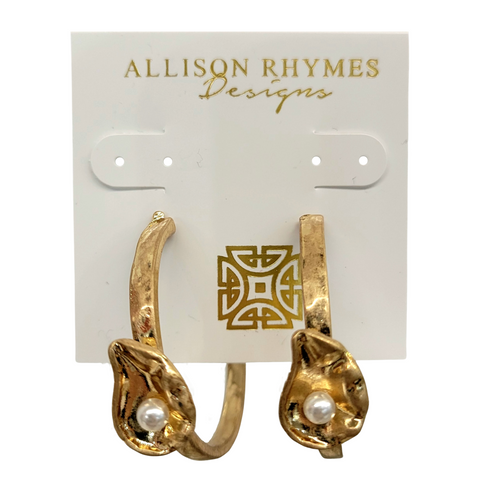 Gold Oyster Hoop Earrings