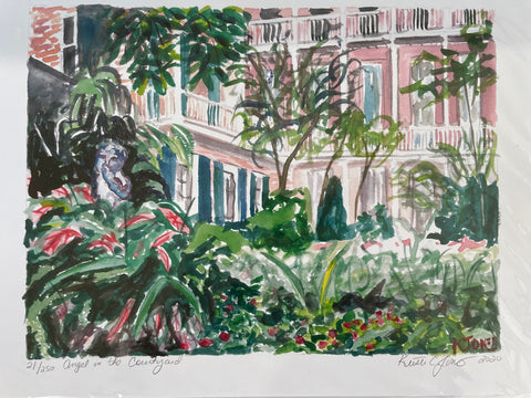 "Angel in the Courtyard" Art Print 11x14