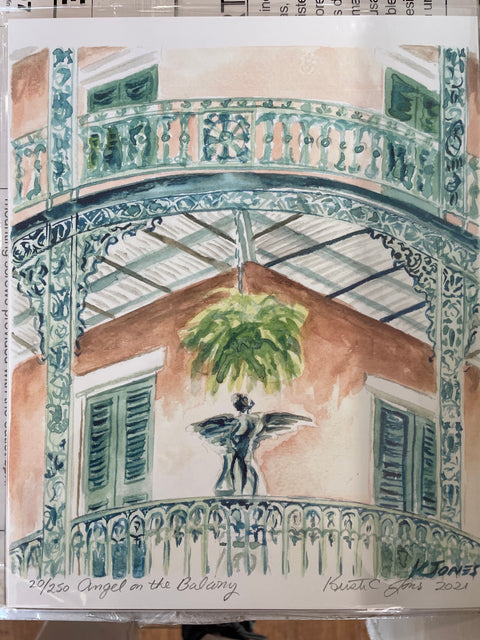 "Angel on the Balcony" Art Print 8x10