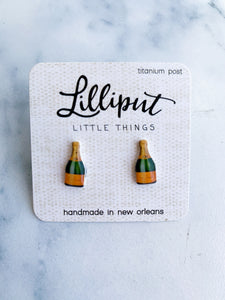 Tiny Champagne Bottle Earrings