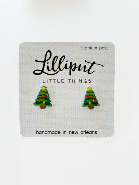 Tiny Christmas Tree Earrings