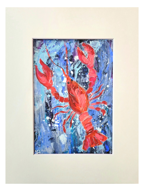 "Crawfish Boiling in Louisiana" Matted Mixed Media 8x10