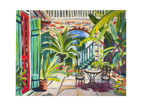 "Creole Courtyard on Canvas" Giclée Print 11X14
