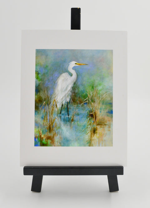 "Great White Egret" 11X14 Matted Print - 318 Art and Garden