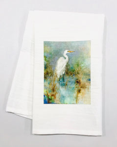 Great White Egret Tea Towel - 318 Art and Garden