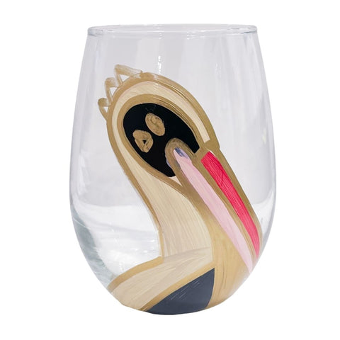 Wholesale Hand-Painted Pelican Wine Glasses