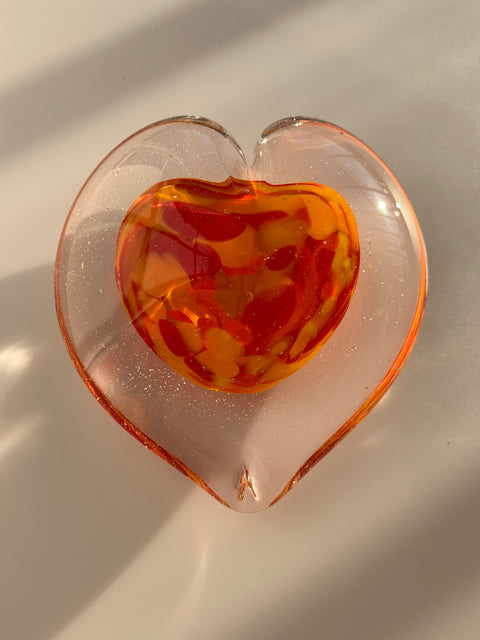 Glass Heart Paperweight - 318 Art and Garden