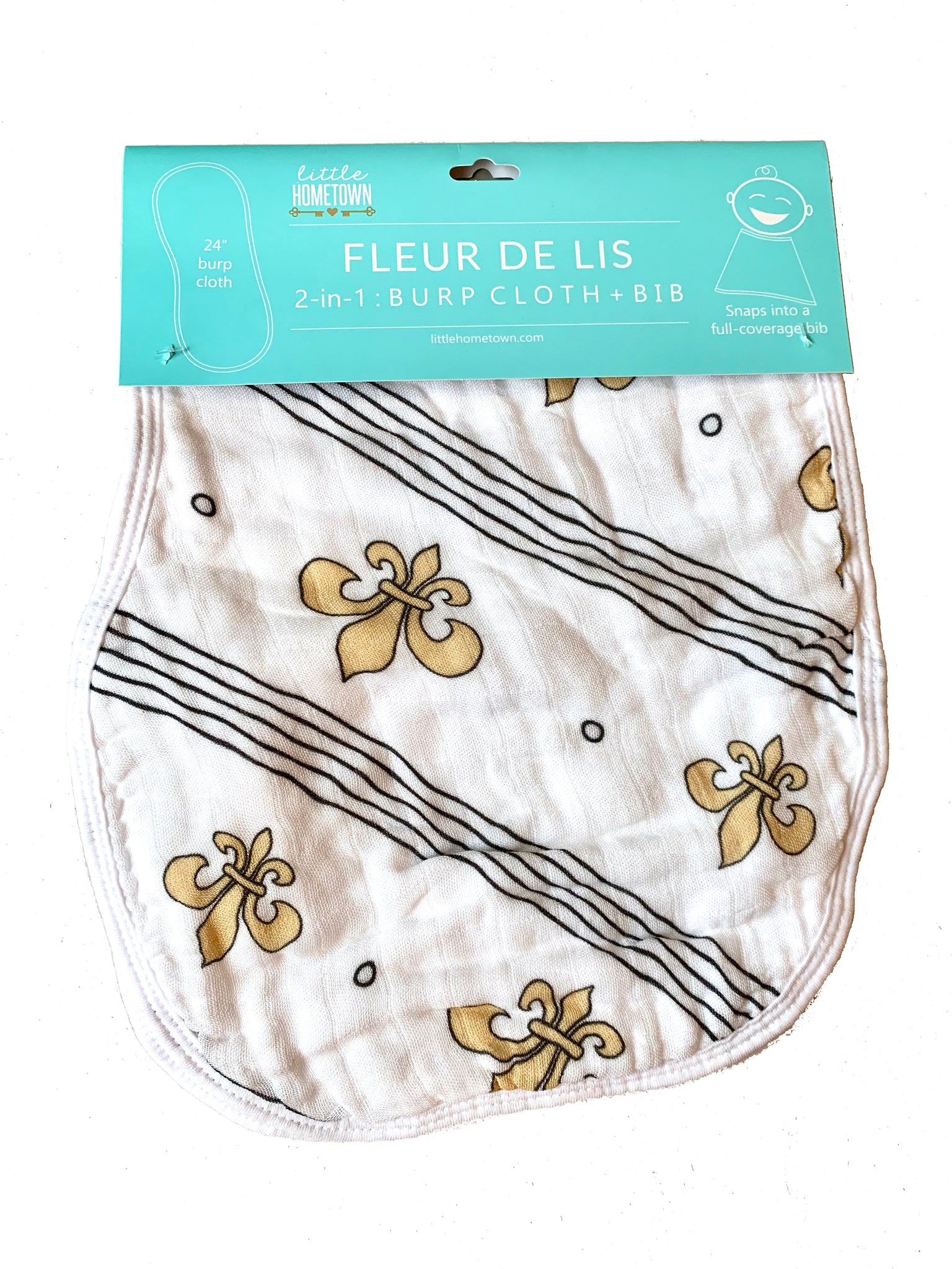 Fleur de Lis 2-in-1 Burp Cloth and Bib - 318 Art and Garden