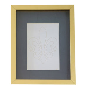 Framed Metallic Gold Fleur De Lis on White 8x10