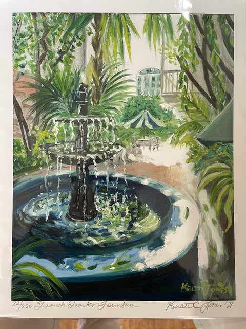 "French Quarter Fountain" Art Print 8x10