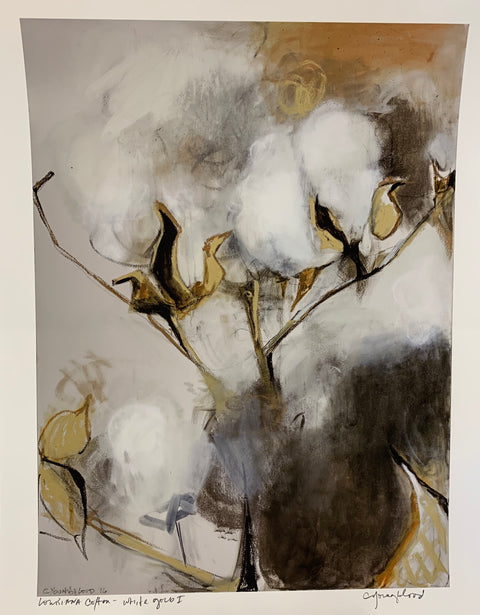 "LA Cotton White/Gold" Print - 318 Art and Garden