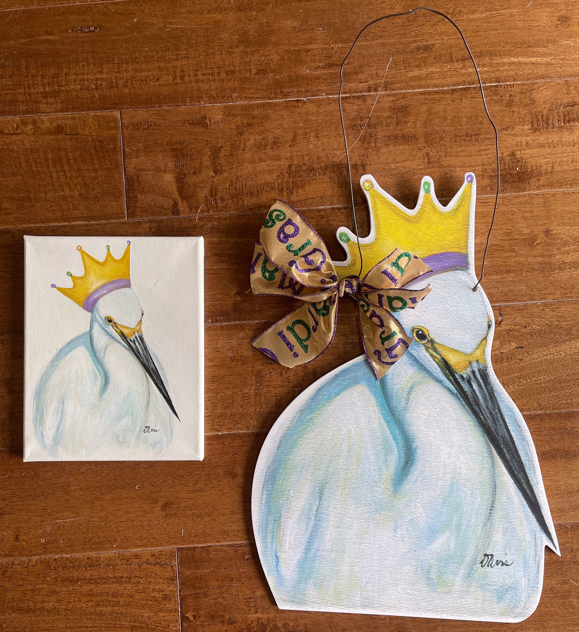 Mardi Gras Egret Door Hanger
