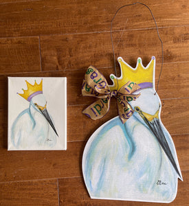 Mardi Gras Egret Door Hanger