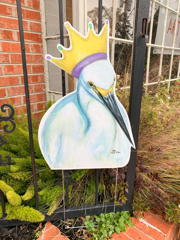 Mardi Gras Egret Yard Sign