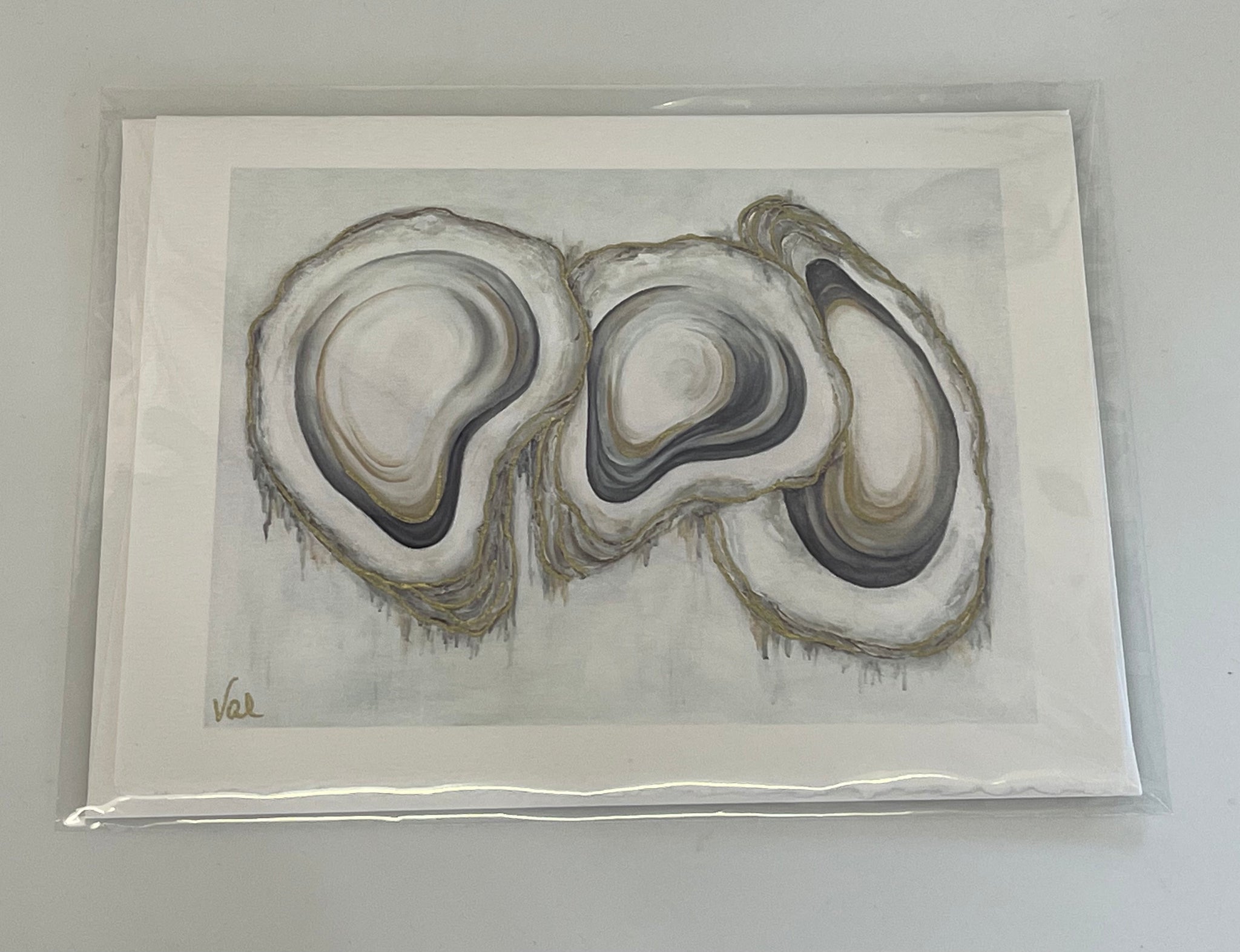 "Oyster Trio"Embellished Greeting Card/Print