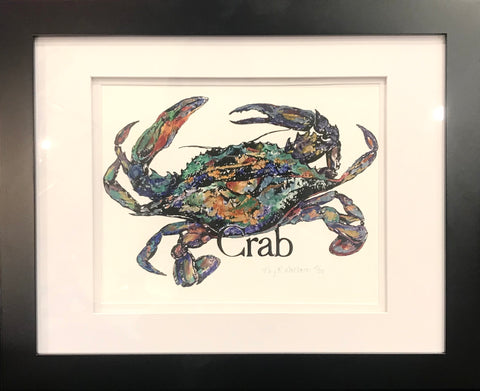 "Crab Print" Framed to 13x16 by Kay Wallace - 318 Art and Garden