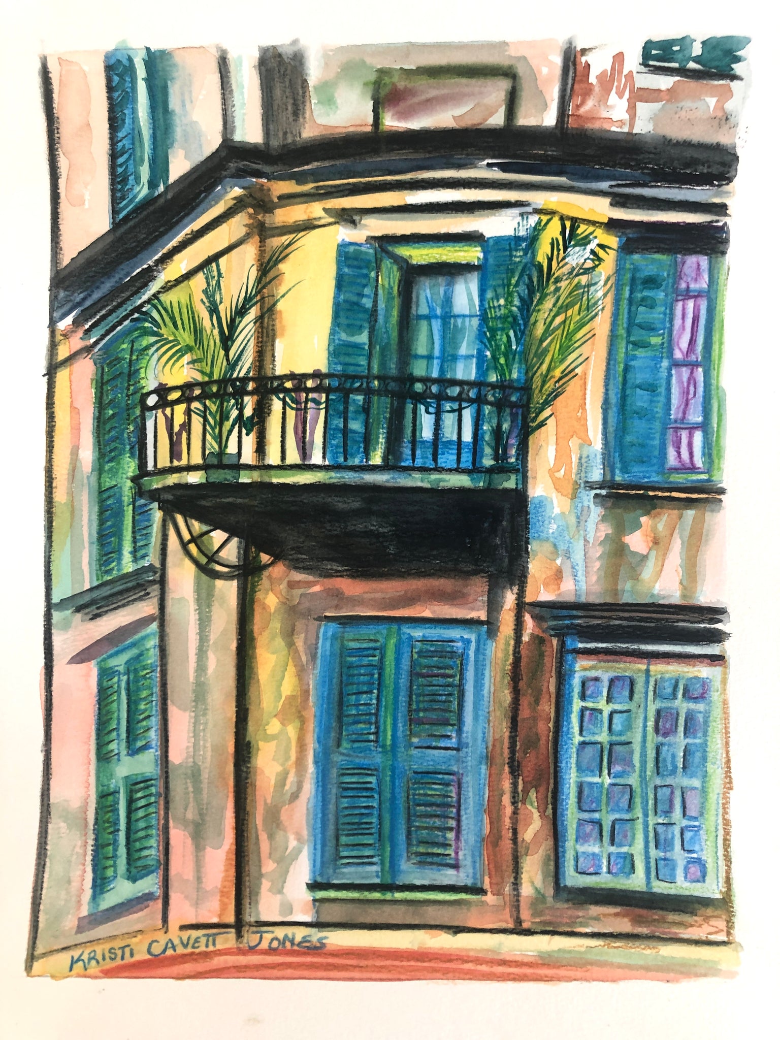 "Blue Shutters" Original 11 x 14