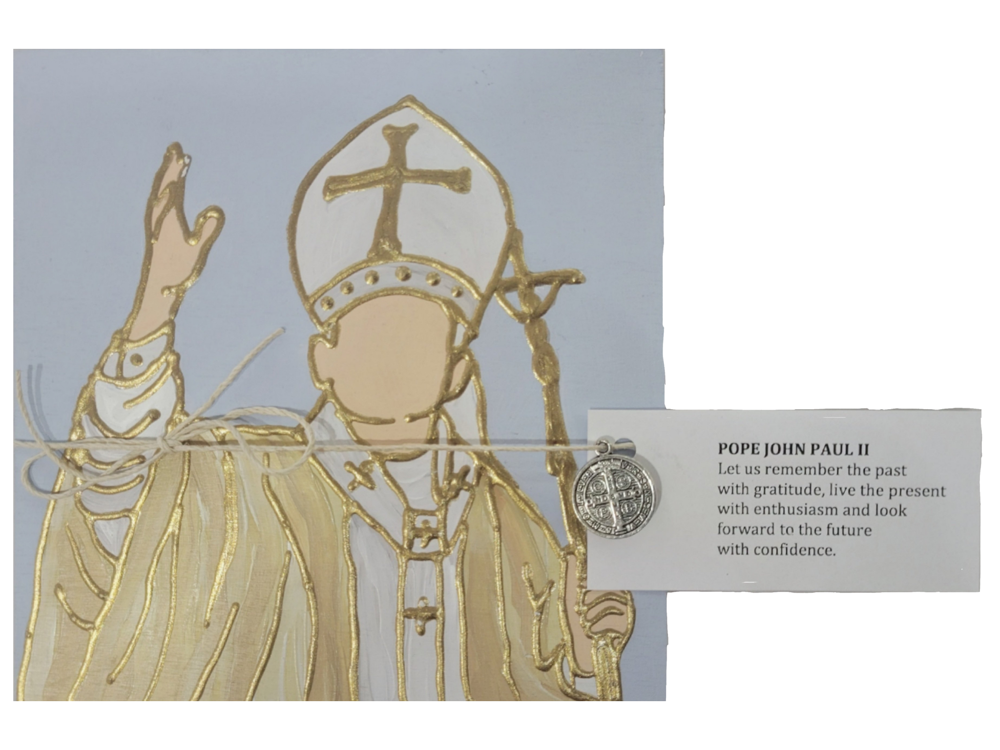"Pope John Paul II" Acrylic on Wood Canvas 6.5x6.5