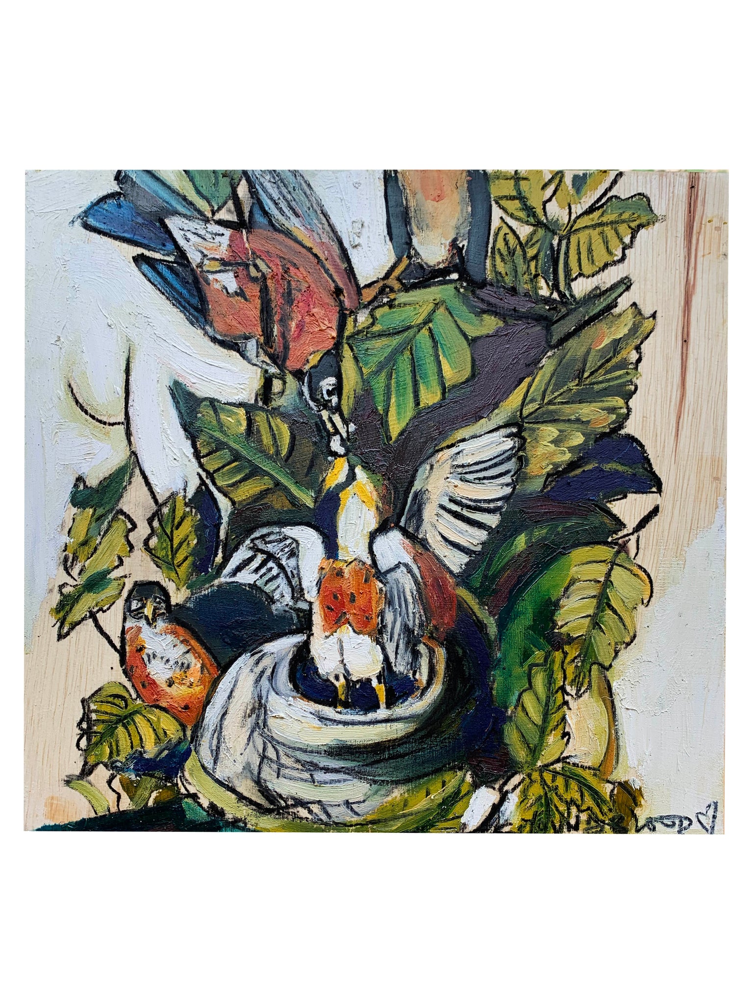 "LA Robins with Nest" 14X14