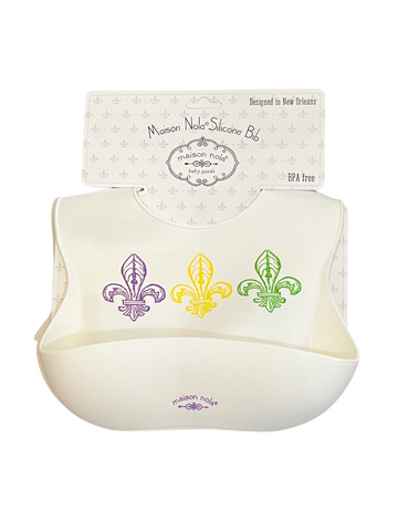 Mardi Gras Fleur de Lis Silicone Bib
