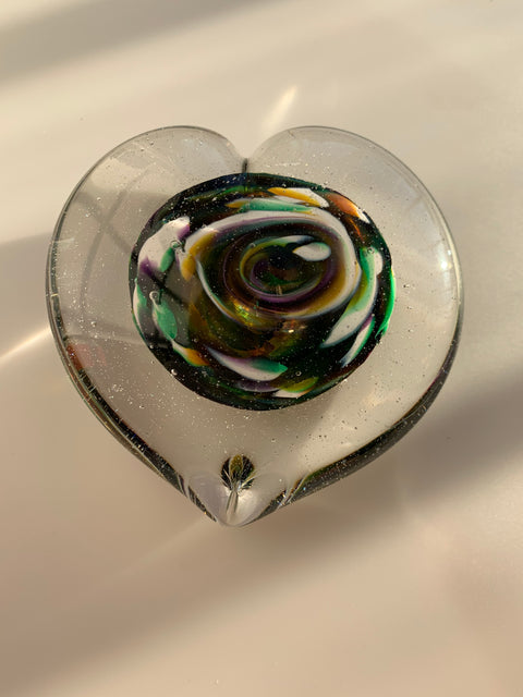 Glass Heart Paperweight - 318 Art and Garden