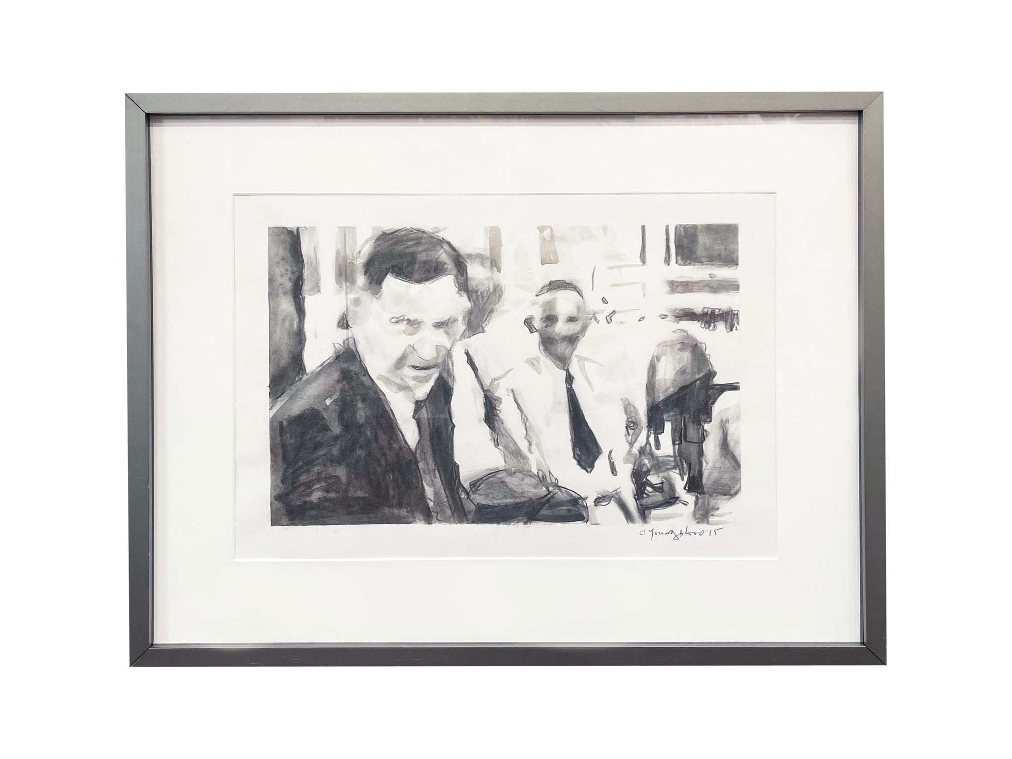 "Men Barbecuing Outside 1937" 14X20 Framed