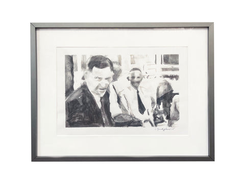 "Men Barbecuing Outside 1937" 14X20 Framed