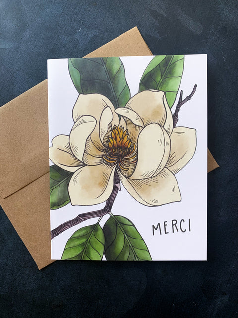 Merci Magnolia Card - 318 Art Co.
