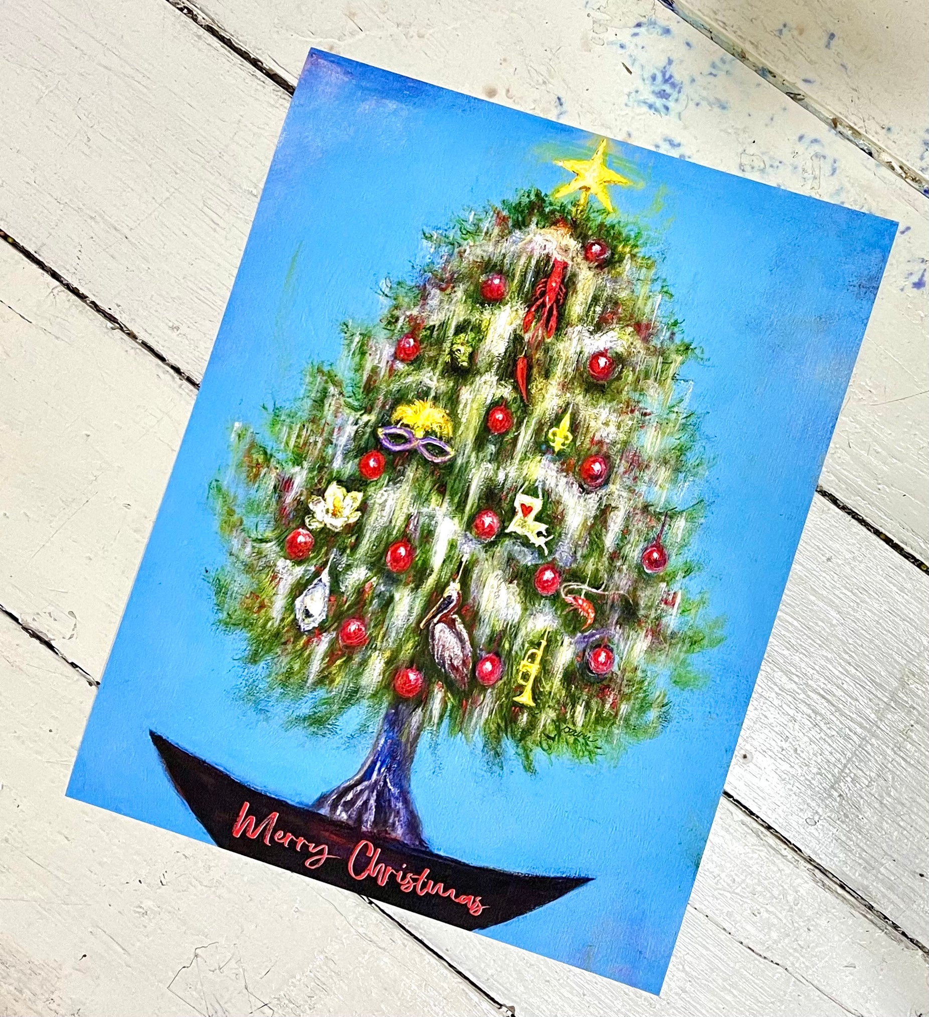 "Merry Christmas from Louisiana" Giclee Art Print by Carla Davis