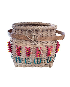 Oval Handle Basket with Flowers