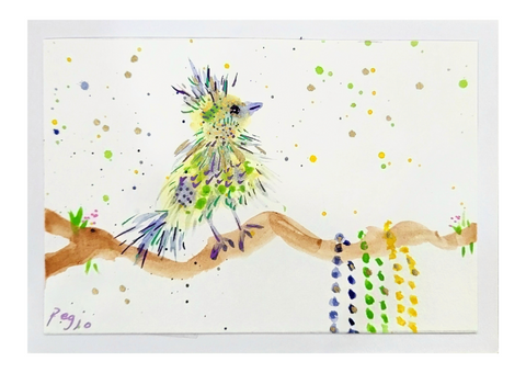 Original Art Mardi Gras Party Birds Greeting Cards