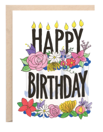 "Floral Happy Birthday" Greeting Card - 318 Art and Garden