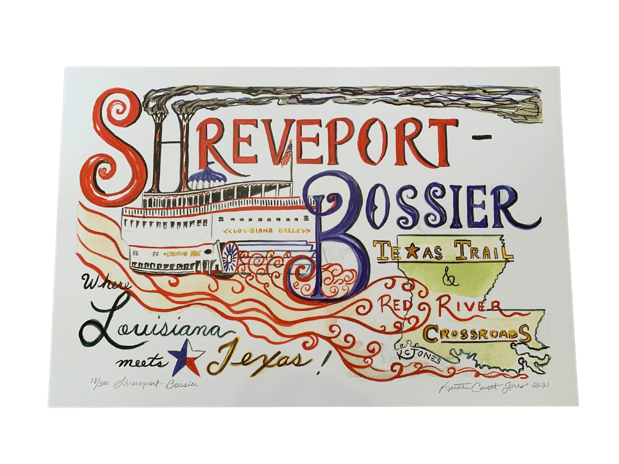 "Shreveport-Bossier" Art Print 12x18