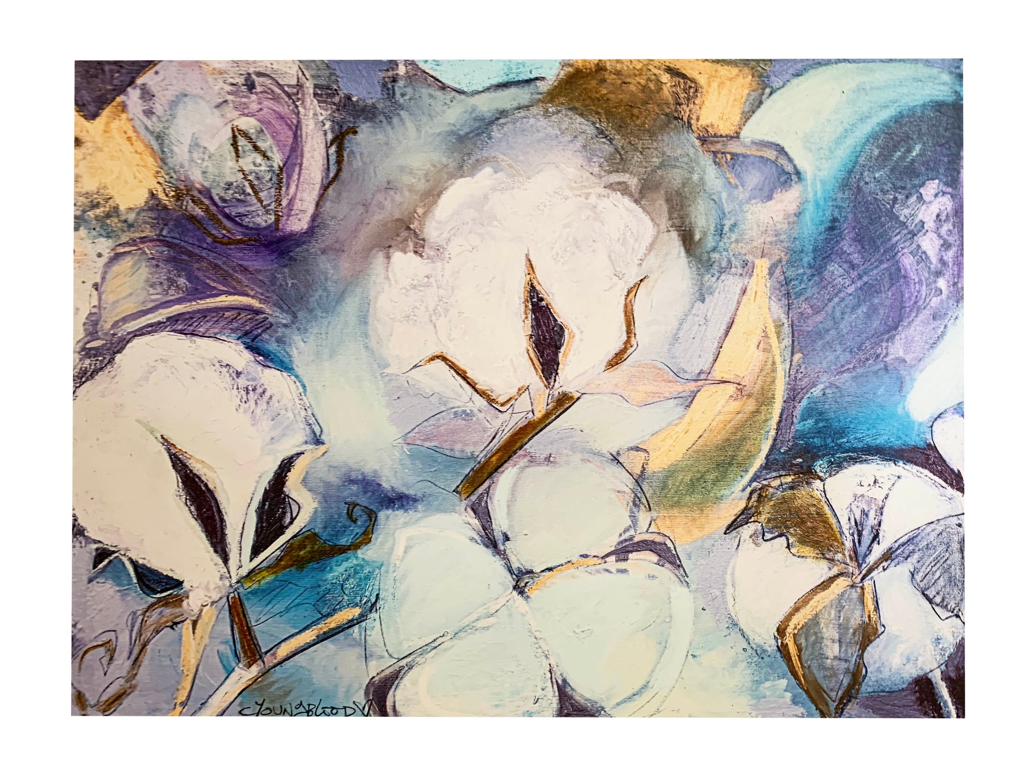 "Soft Teal Cotton" Reproduction 27X36