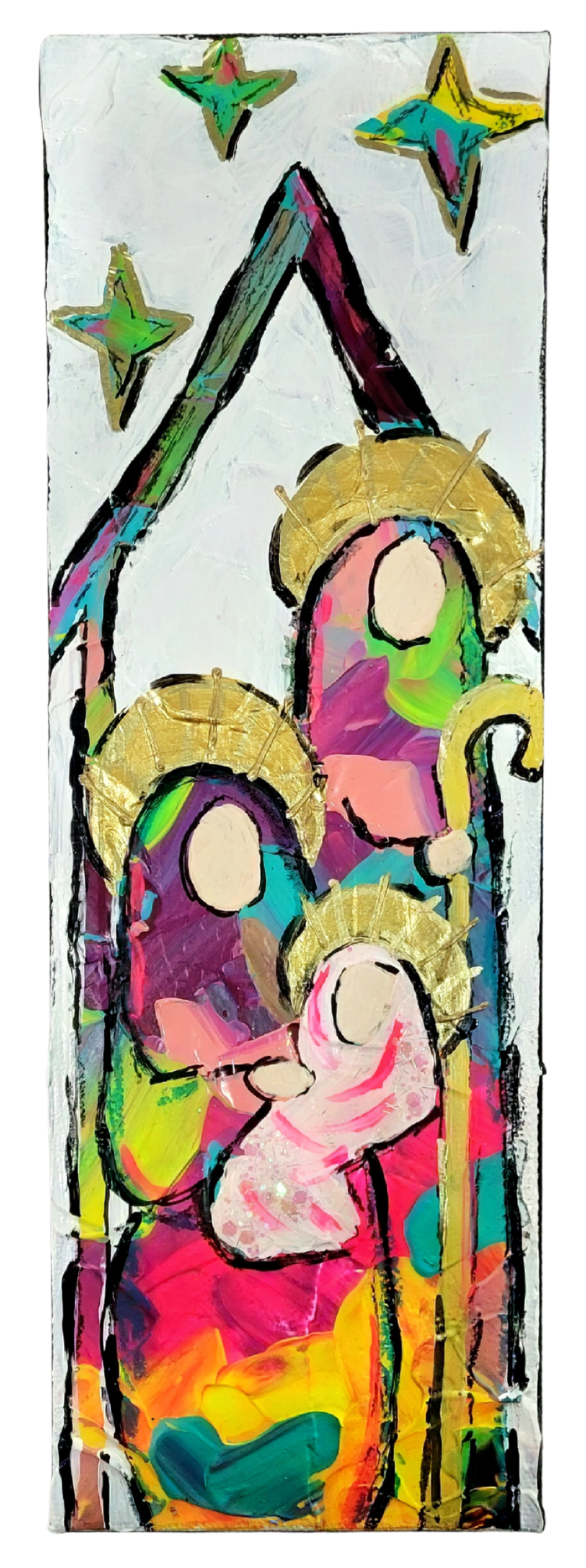 "The Stars are Brightly Shining" Mixed Media on Gallery Wrapped Canvas, 4x12