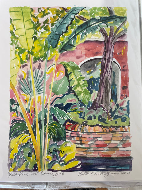 "Tropical Courtyard" Art Print 8x10