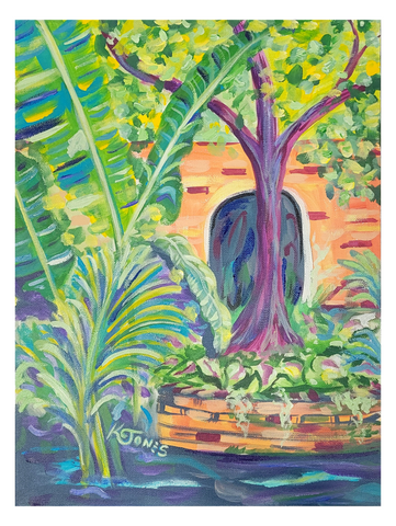 "Tropical Courtyard II" by Kristi Jones 12x16