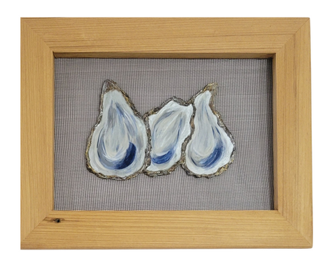 "Blue Oysters on Mesh III" by Deborah Fausto 9.5x12.5