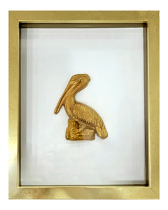 Framed 3D Gold Pelican 8x10