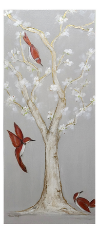 "Playing in the Dogwoods I" Original Art by Valerie Marze 16x40