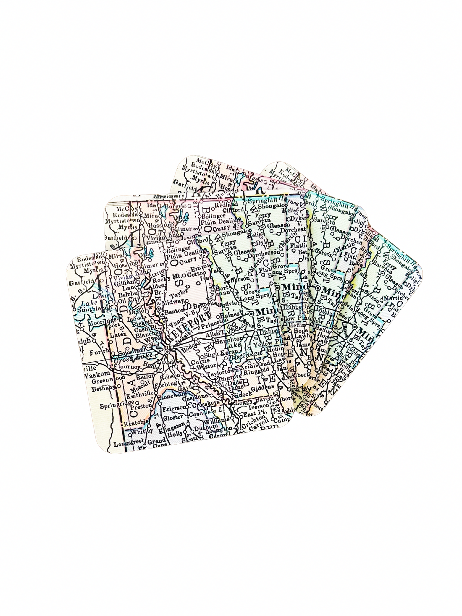 Vintage Shreveport Map Coaster Set