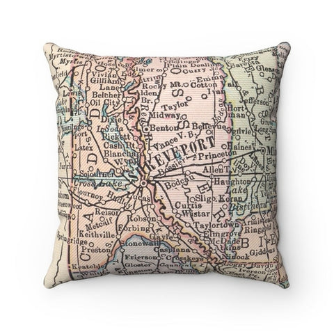 Vintage Shreveport Map Pillow