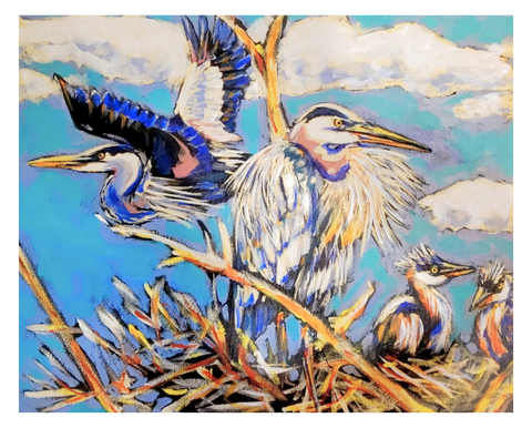 "Great Blue Heron Family" Art Print 22x32