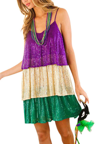 Mardi Gras Sequin Mini Dress